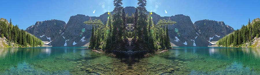 Blue Lake Reflection Digital Art