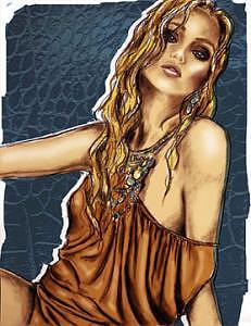 Fashion Illustration Digital Art - Blue by Lara Wolf Fashion Illustration Digital Art - Blue by Lara Wolf