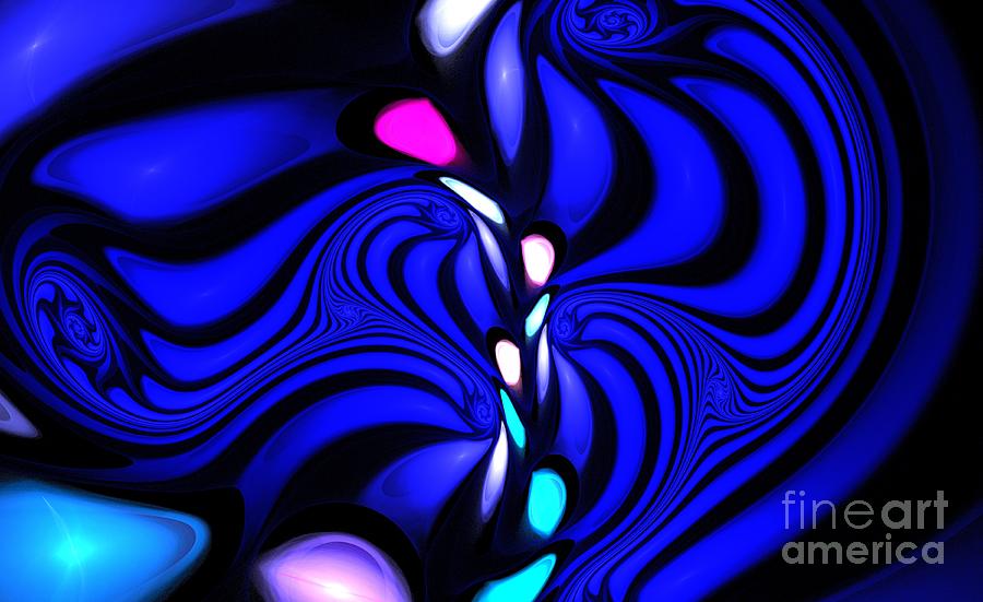 Abstract Digital Art - Blue Lava Swirl by Kim Sy Ok