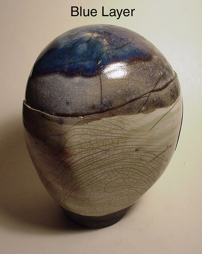 Raku Sculpture - Blue Layer by Skip Bleecker Raku Sculpture - Blue Layer by Skip Bleecker