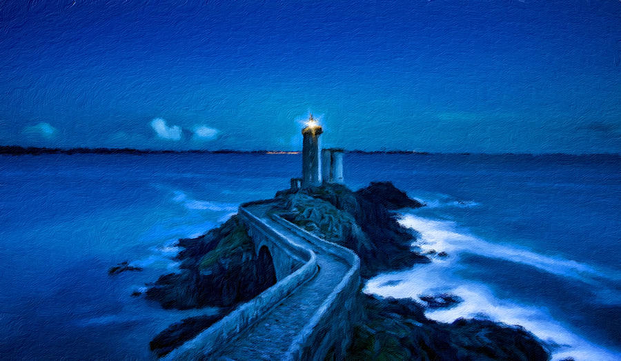 Blue Lighthouse Painting