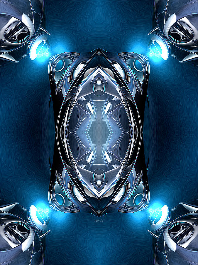Blue Lights On Metal Digital Art by Phil Perkins
