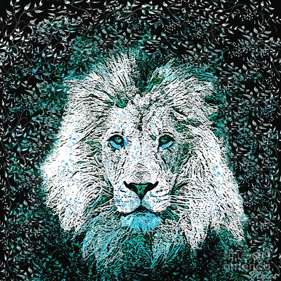 Animal Painting - Blue Lion by Saundra Myles