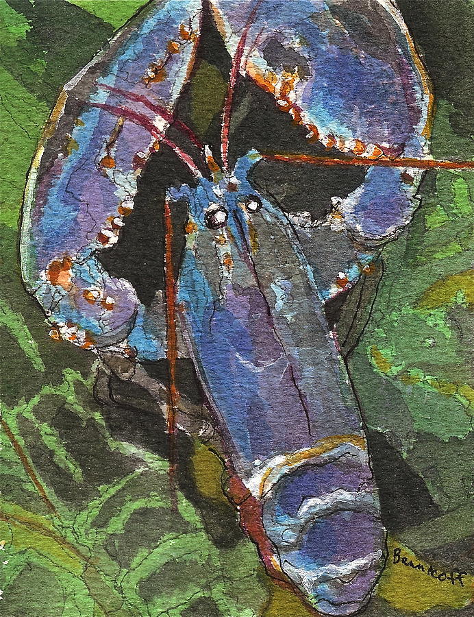 Blue Painting - Blue Lobster by Jan Bennicoff