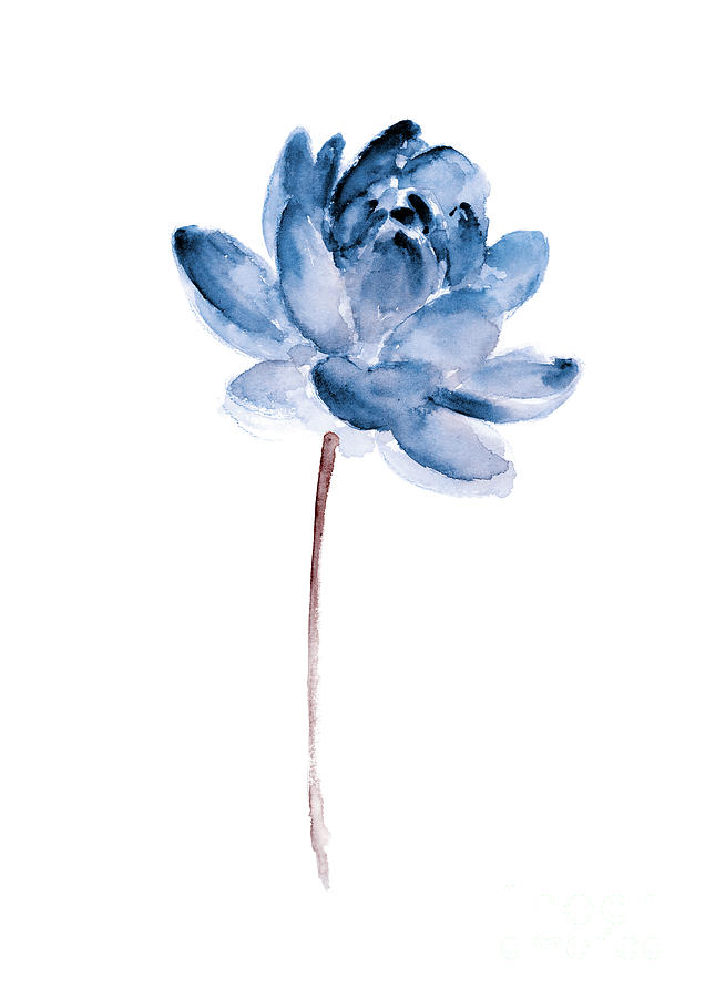 Blue lotos flower girls room decor Painting by Joanna Szmerdt