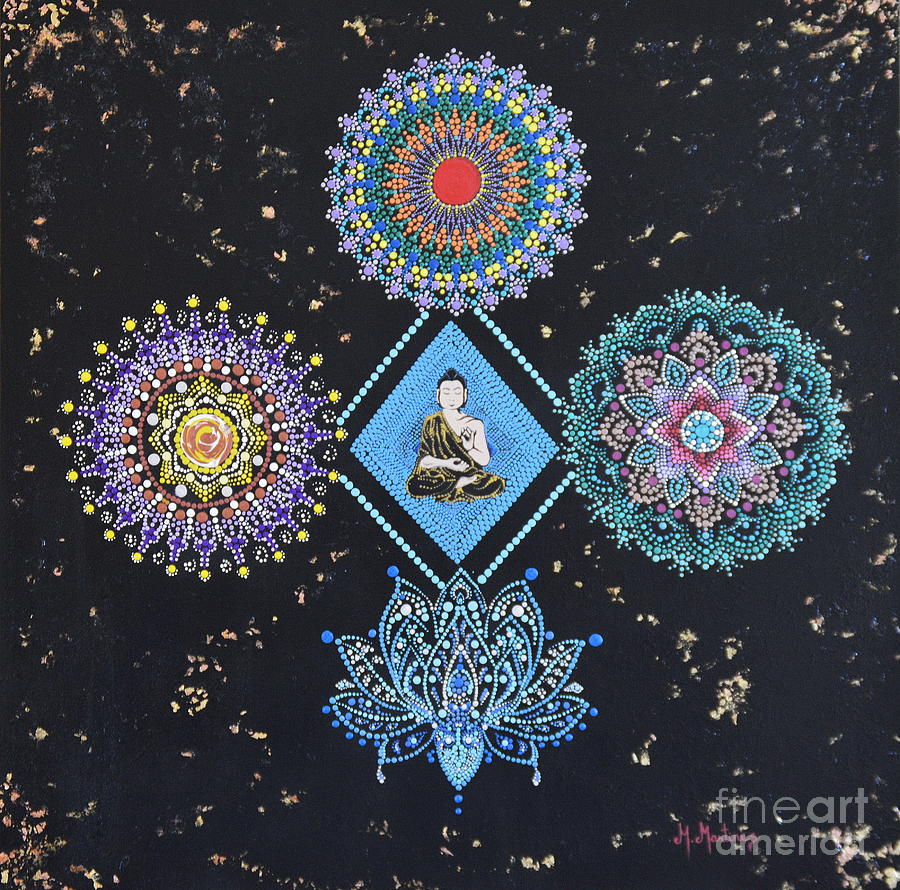 Mandala Painting - Blue Lotus Bliss  by Maria Martinez