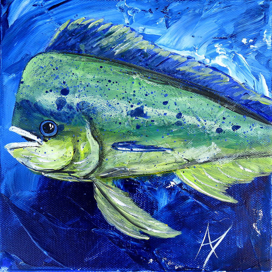 Blue Mahi Painting by Annette Taunton