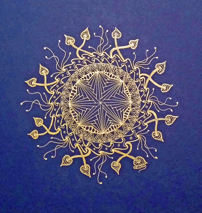 Blue Mandala Painting by Linda Clary