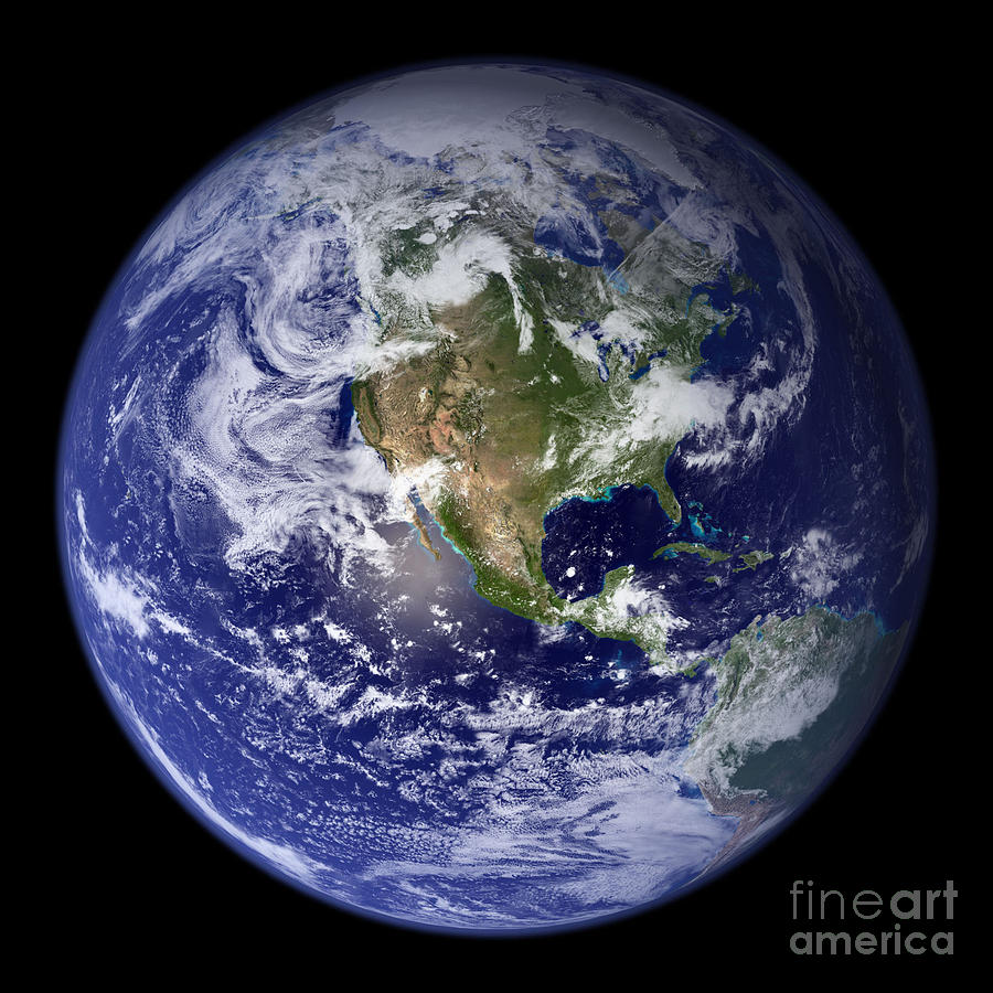 Blue Marble Earth, North America Photograph by Science Source