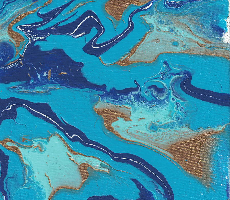 Abstract Painting - Blue Marble by Joy DeGroat