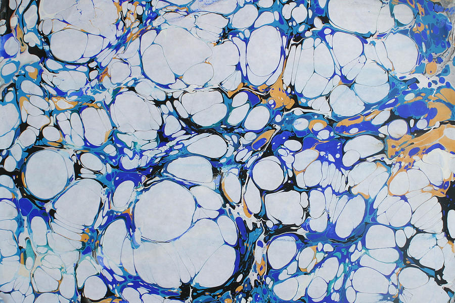 Blue And White Abstract Painting - Blue Marbling Bubbles by Denice Palanuk Wilson Blue And White Abstract Painting - Blue Marbling Bubbles by Denice Palanuk Wilson