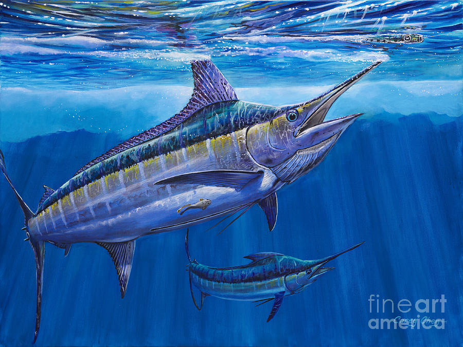 Fish Painting - Blue Marlin Bite by Anthony C Chen