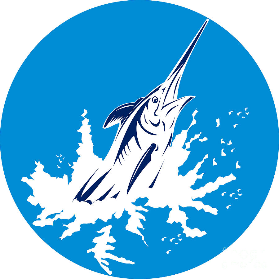 Swordfish Digital Art - Blue Marlin circle by Aloysius Patrimonio