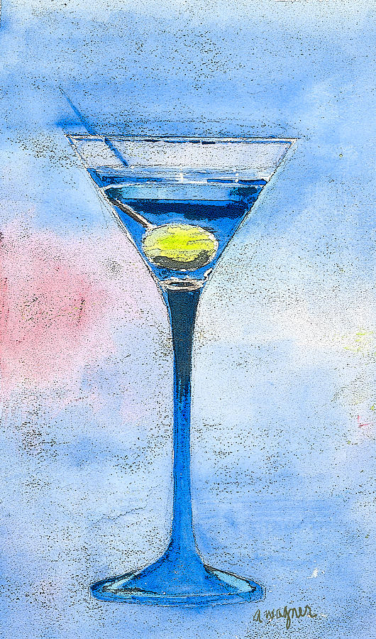 Martini Painting - Blue Martini by Arline Wagner