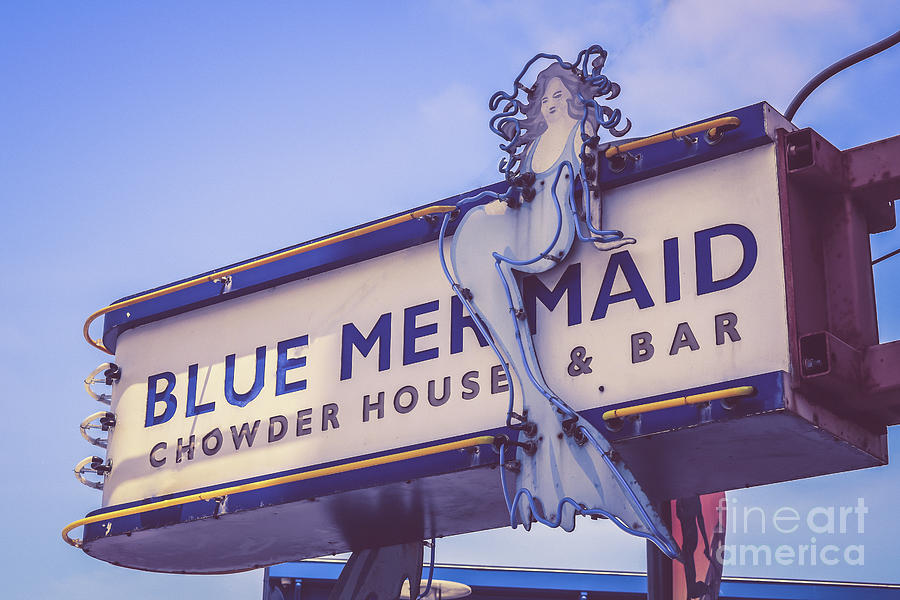 Blue Mermaid restaurant sign Photograph by Claudia M Photography