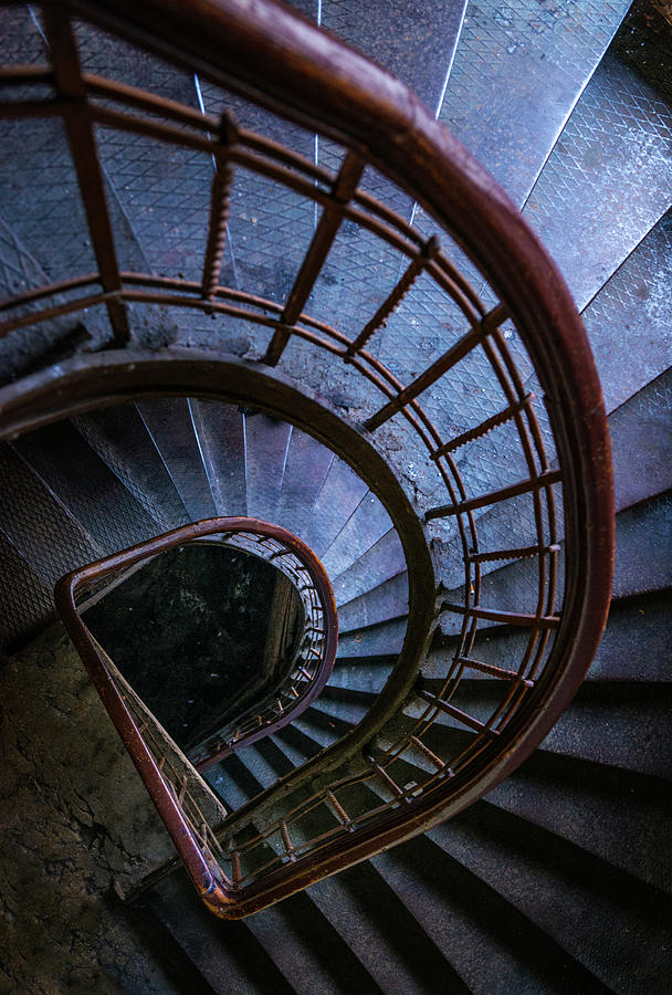 Blue metal staircase Photograph by Jaroslaw Blaminsky