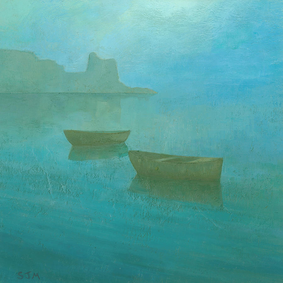 Boat Painting - Blue Mist at Erbalunga by Steve Mitchell