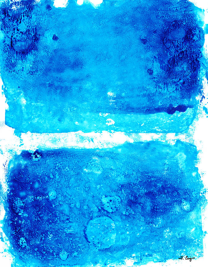 Cool Painting - Blue Modern Art - Two Pools - Sharon Cummings by Sharon Cummings