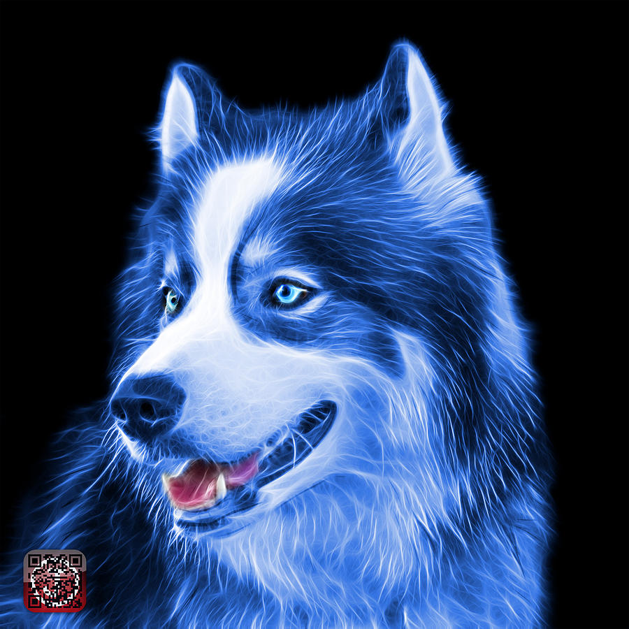 Blue Modern Siberian Husky Dog Art - 6024 - BB Painting by James Ahn