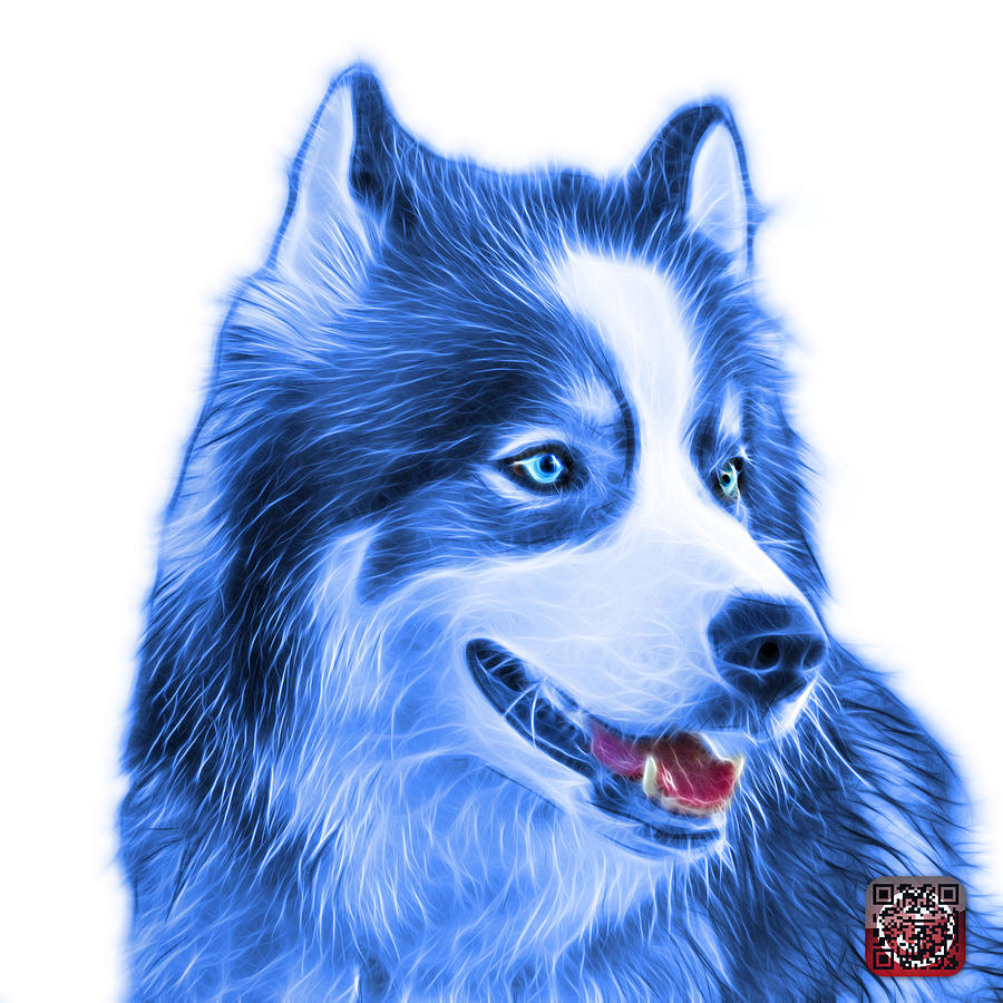 Blue Modern Siberian Husky Dog Art - 6024 - WB Painting by James Ahn