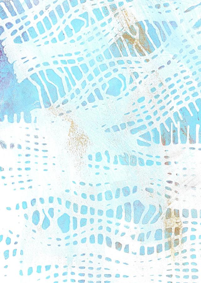 Blue Monoprint 3 Painting by Cynthia Westbrook