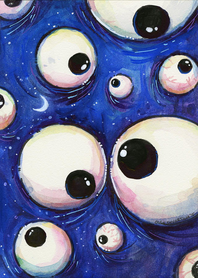 Eyes Painting - Blue Monster Eyes by Olga Shvartsur