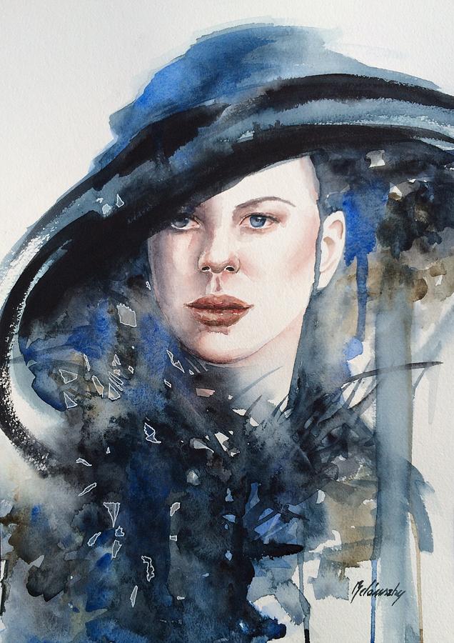 Portrait Painting - Blue Mood by Beata Belanszky-Demko