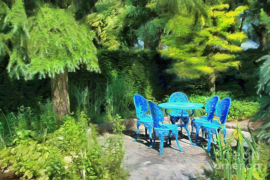 Blue Mood in the Garden Digital Art by Eva Lechner