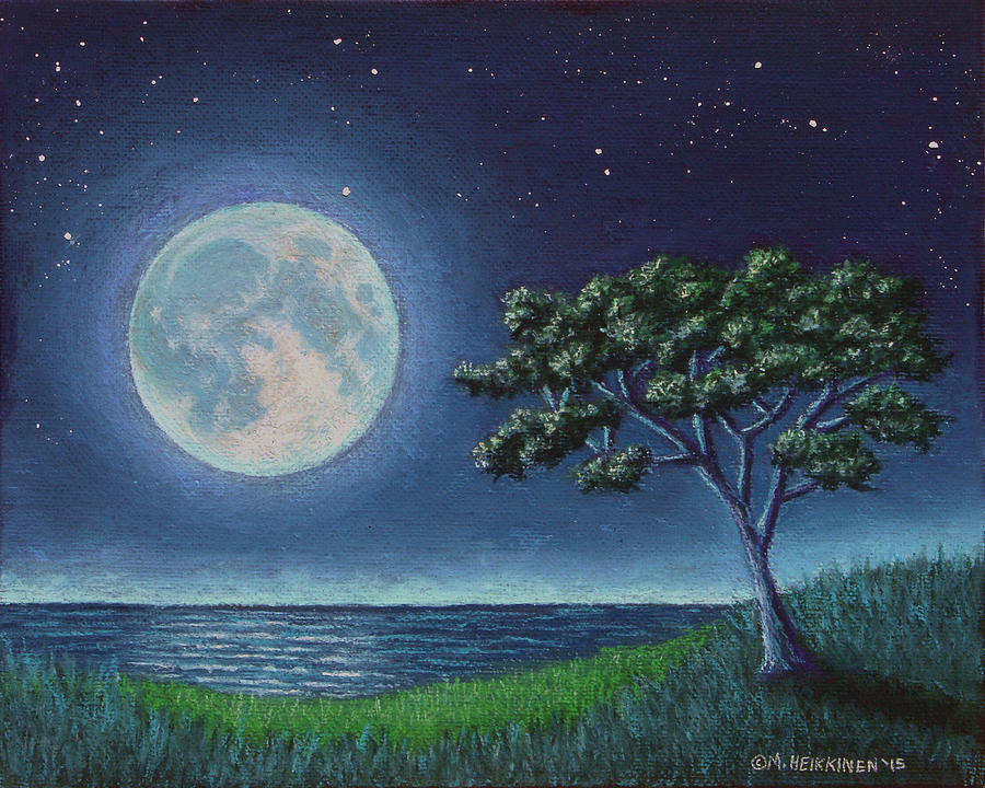 Blue Moon 01 Pastel by Michael Heikkinen