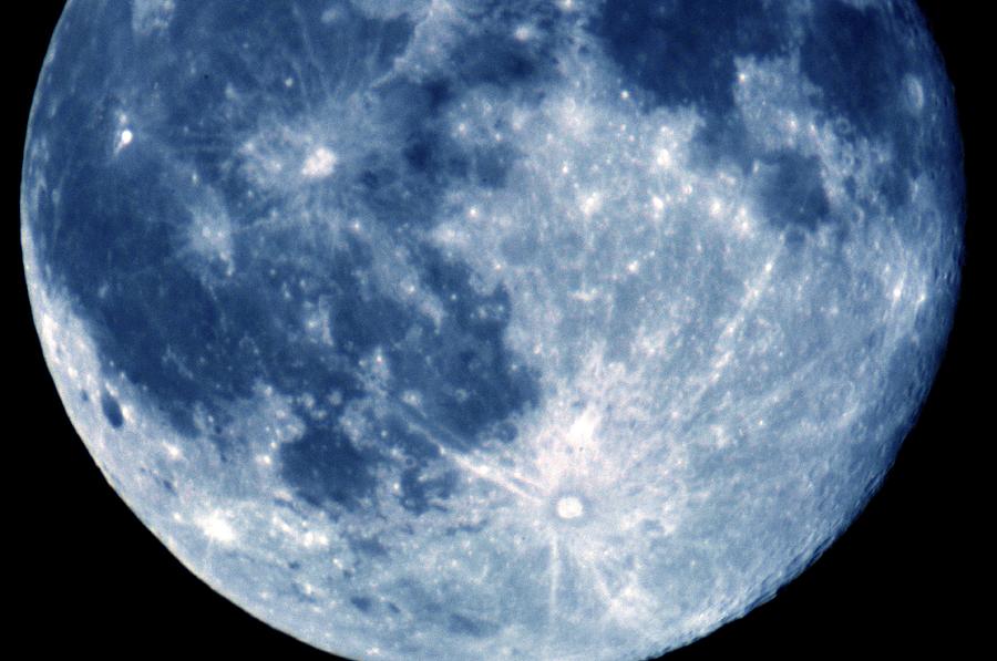 Space Photograph - Blue Moon 7-31-15 by Michelle McPhillips