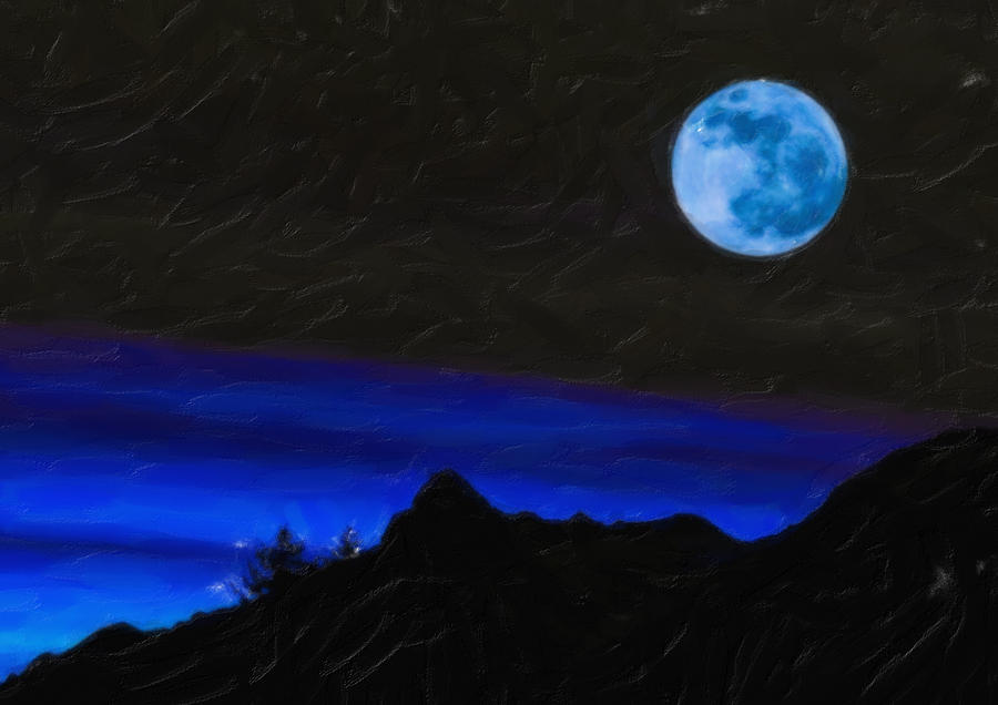 Blue Moon Painting by Celestial Images