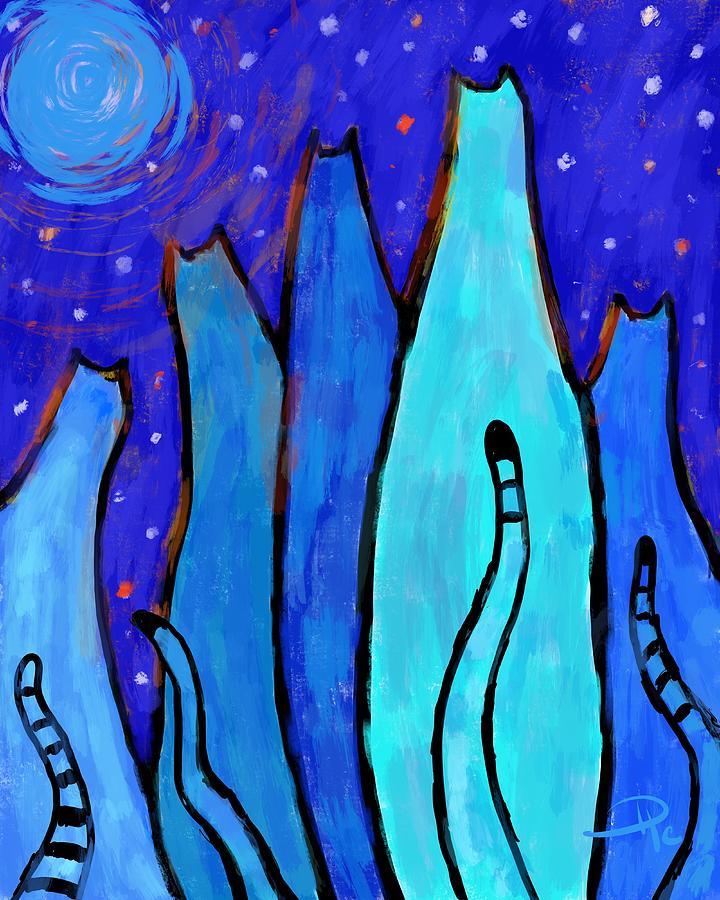 Blue Moon Cats Digital Art by David G Paul