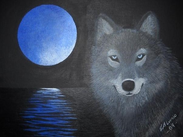 Blue Moon Painting by Edwin Alverio