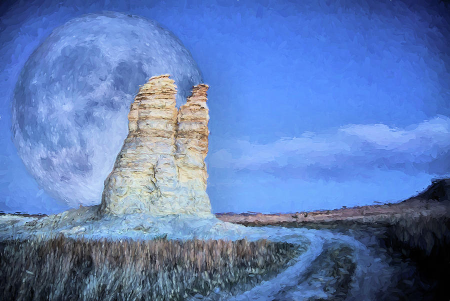 Blue Moon Over Castle Rock Digital Art by Kyle Findley