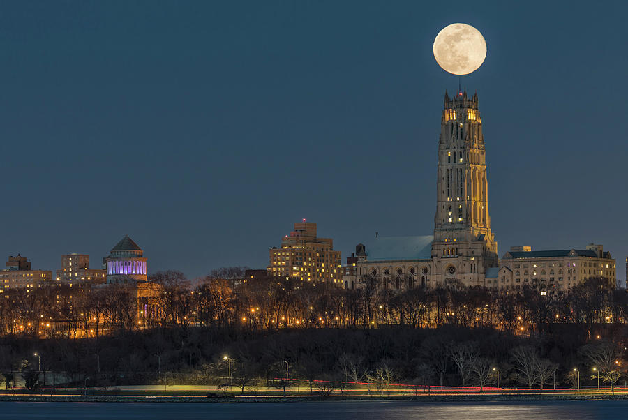 Blue Moon Over Cathedral Of Saint John NYC Photograph by Susan Candelario