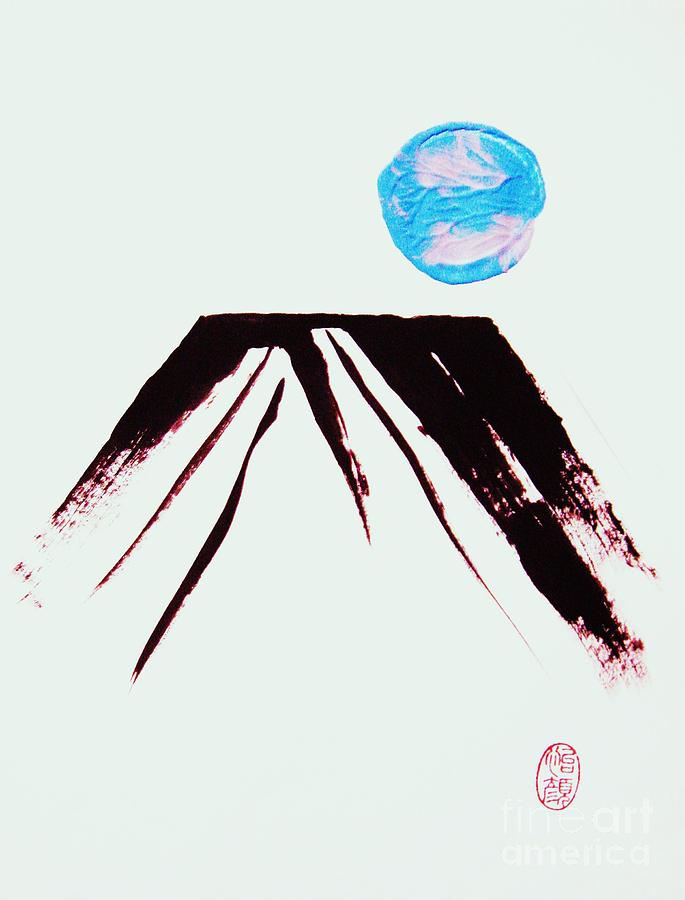 Blue Moon Over Fuji Painting by Thea Recuerdo