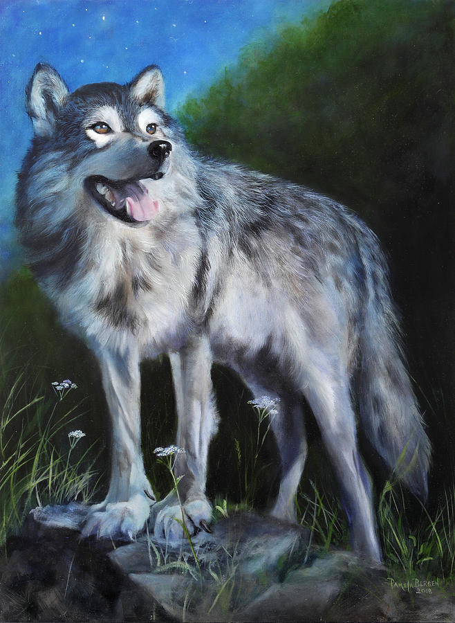 Wolves Painting - Blue Moon by Pamela Bergen