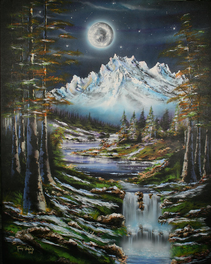 Nature Painting - Blue Moon Shine by Tony Vegas
