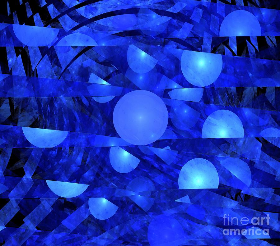 Abstract Digital Art - Blue Moon Stripes by Kim Sy Ok