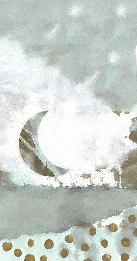 Landscape Mixed Media - Blue Moonset Monoprint Collage by Carol Leigh