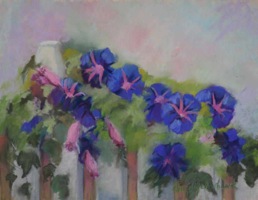 Morning Pastel - Blue Morning Glories by Cheryl Yellowhawk Morning Pastel - Blue Morning Glories by Cheryl Yellowhawk