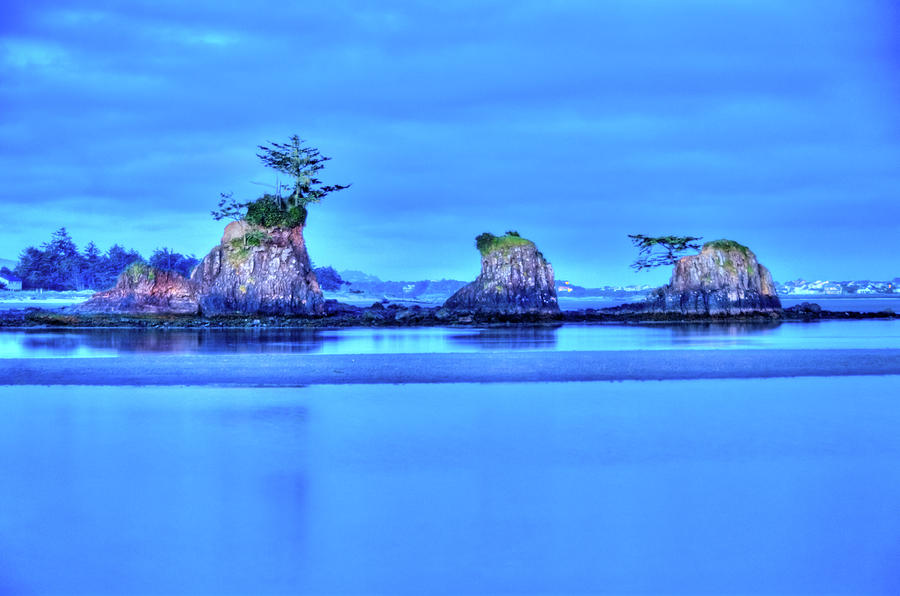 Blue Morning Siletz Bay Oregon Photograph by Connie Cooper-Edwards