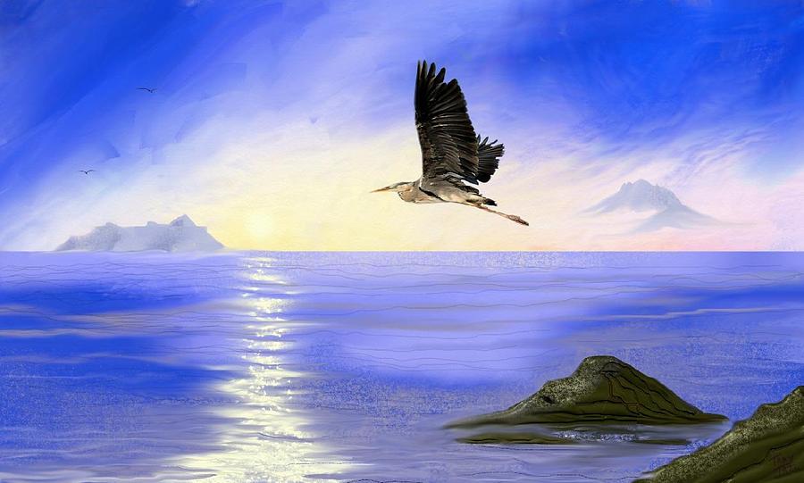Bird Digital Art - Blue Morning by Tony Rodriguez
