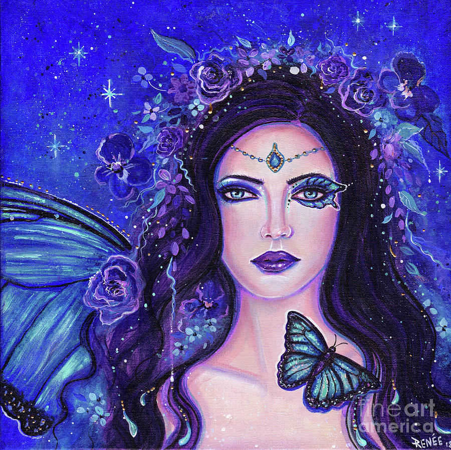 Butterfly Painting - Blue Morpho Fairy Queen by Renee Lavoie