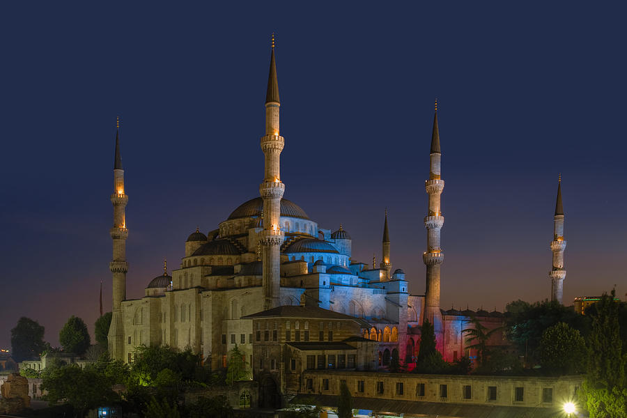 Blue Mosque at night, Istanbul, Turkey Photograph by Rob Greebon - Pixels