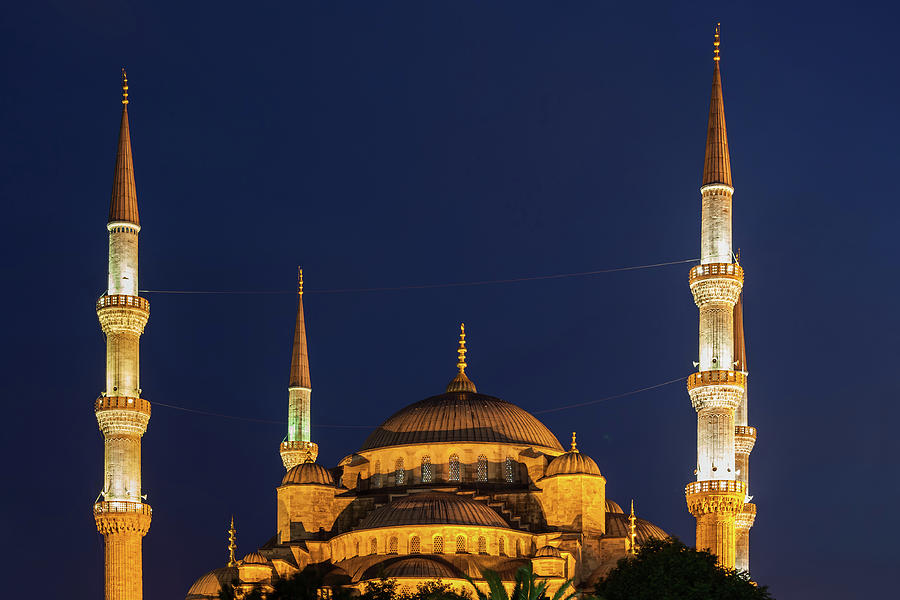 Blue Mosque Domes And Minarets In Istanbul At Night Photograph by Artur Bogacki