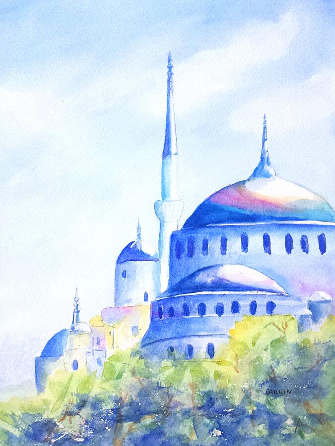 Blue Mosque Istanbul Turkey Painting by Carlin Blahnik CarlinArtWatercolor
