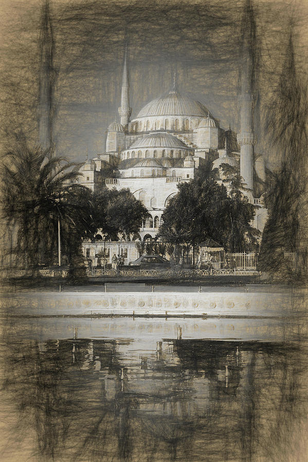 Blue Mosque - Sketch Photograph by Stephen Stookey