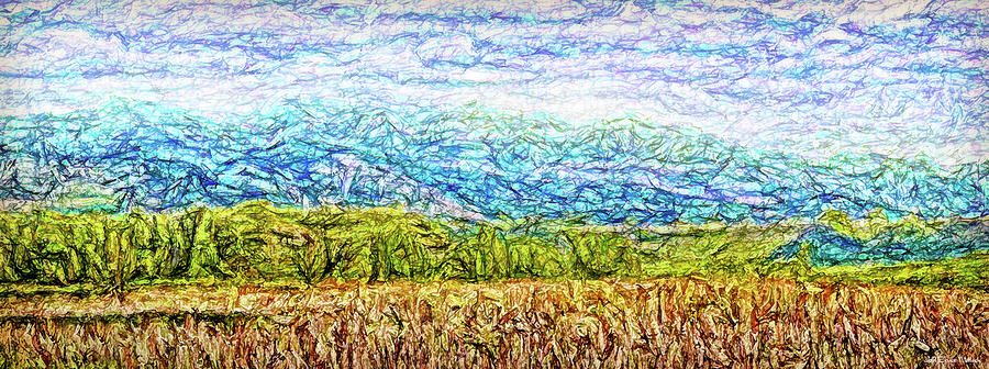 Blue Mountain Golden Field Digital Art by Joel Bruce Wallach