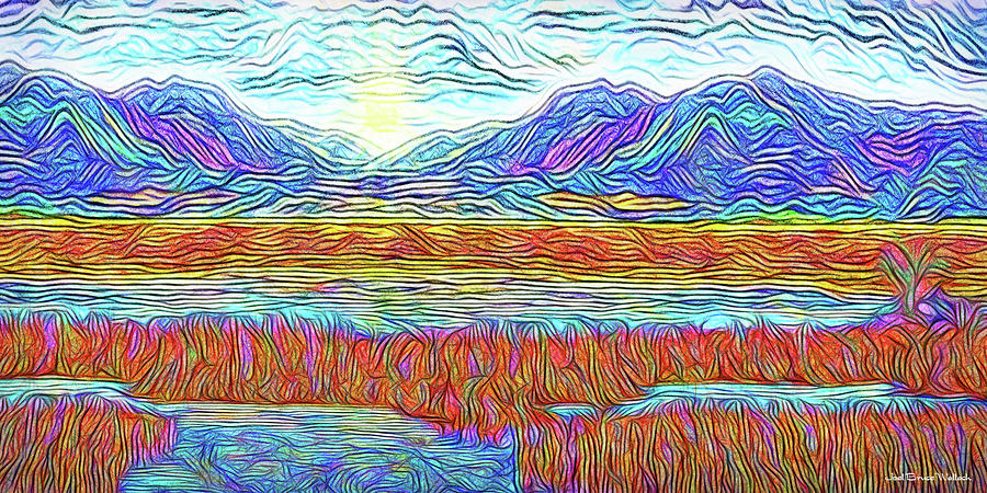 Blue Mountain Sunrise - Boulder Colorado Lake Digital Art by Joel Bruce Wallach